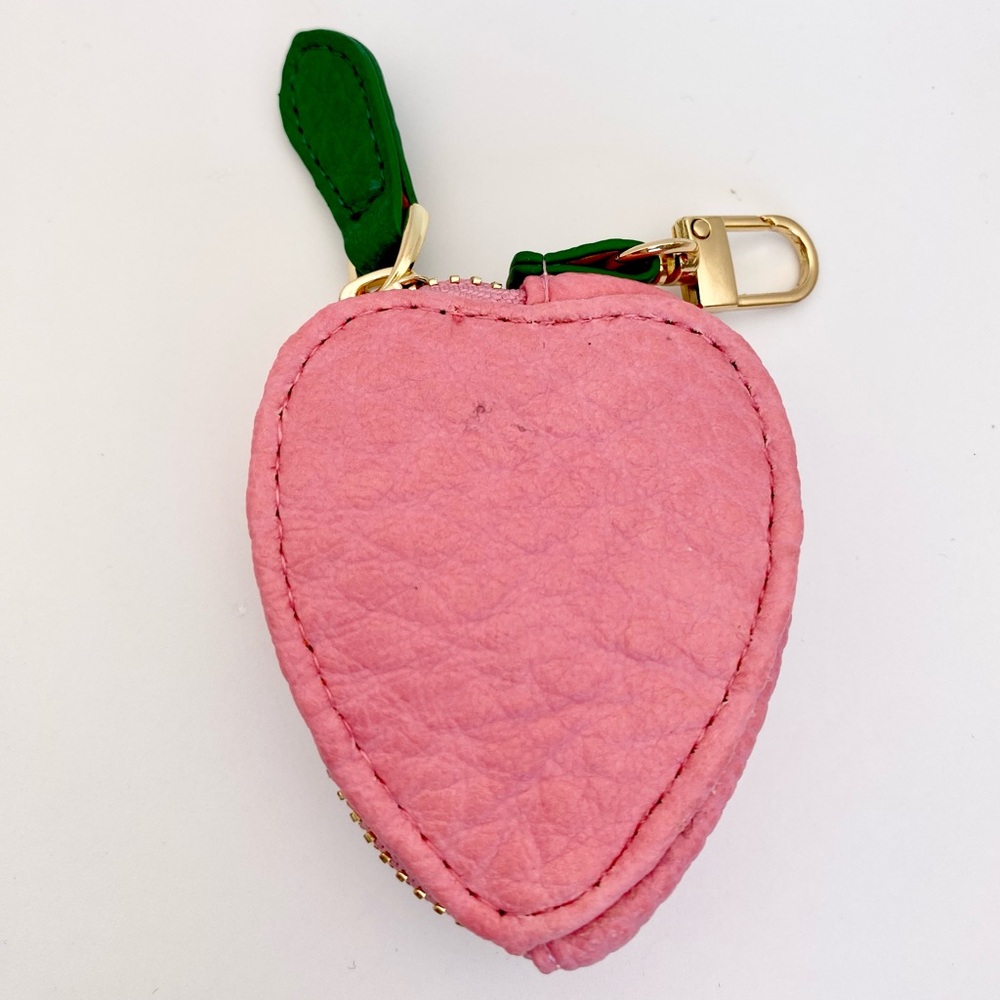 Strawberry Coin Purse Keychain Pink Strawberry purse charm Keychain pouch - Picture 7 of 15